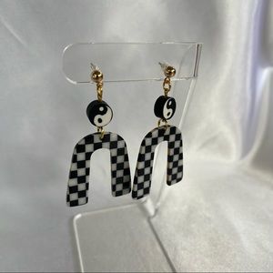 Yin and Yang Checkered Earring